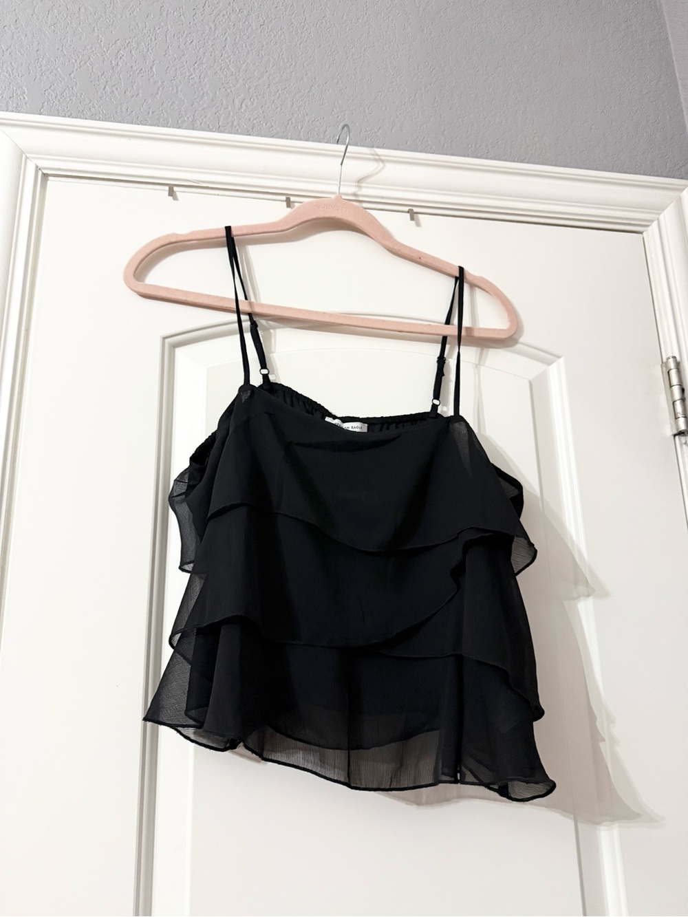 American Eagle Outfitters Black Ruffled Chiffon Cami